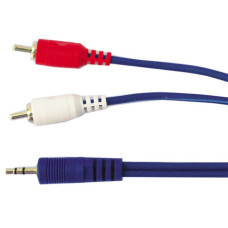 CABLE PLUG 3,5MM STEREO A 2 RCA MACHO 1,8m AZUL AUDIOSONIC