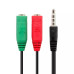 CABLE PLUG 3,5mm 4CONTACTOS / 2 JACK 3,5  AUDIO Y MICROFONO