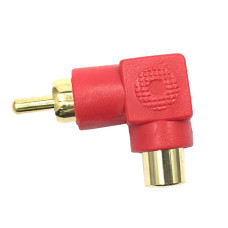 ADAPTADOR RCA MACHO A RCA HEMBRA PLASTICO ROJO A 90?