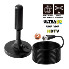 ANTENA INTERIOR TDA CABLE 5 METROS PIN FINO BASE CON IMAN VT-3003